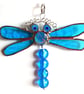 Dragonfly Suncatcher Stained Glass Turquoise Bead-Tailed 054 - Image 2