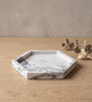 White & Grey Marbled Hexagonal Jewellery Tray, Handmade Trinket & Catchall Dish