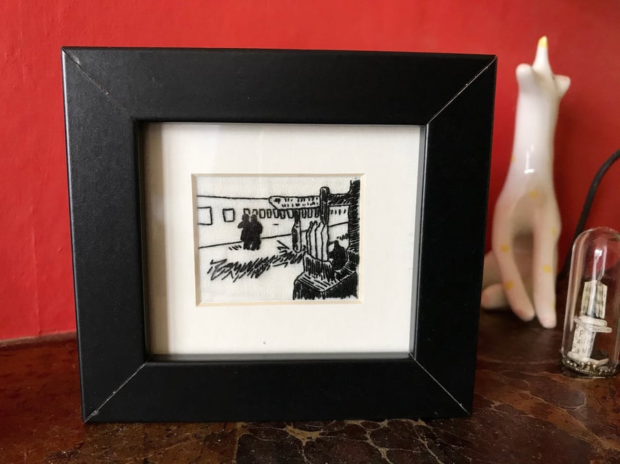 Movie Moments - Brief Encounter Silhouette Framed Miniature Hand Embroidery 