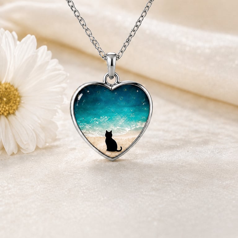 In loving memory pendant laid  with ashes 