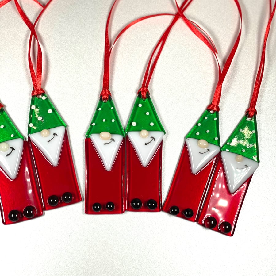  Gnome Fused glass Christmas  decoration