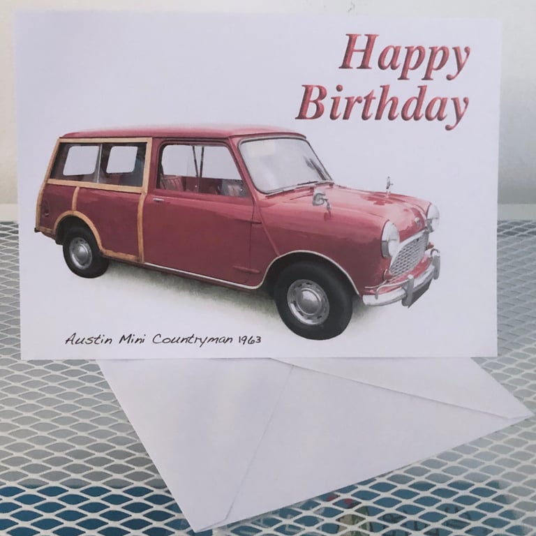 Mini Austin Countryman 1963 - Birthday, Anniversary, Retirement or Plain Card