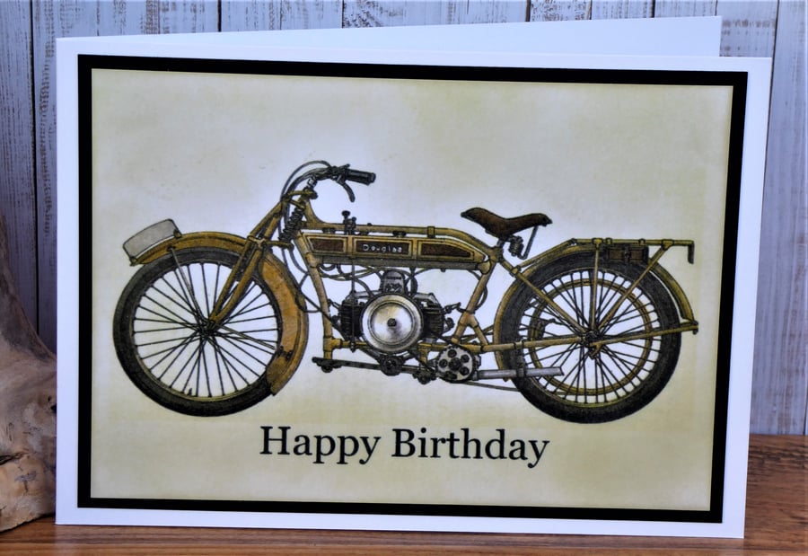 C4147 Vintage Motorbike Happy Birthday Card