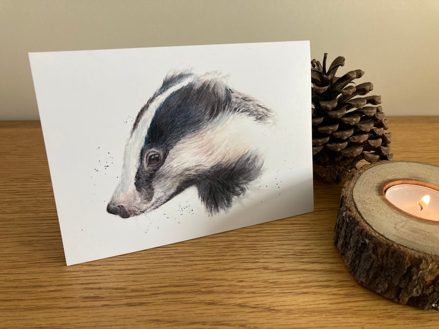 Handmade Wildlife Greetings Card - Badger Handmade Wildlife Greetings Card - Badger