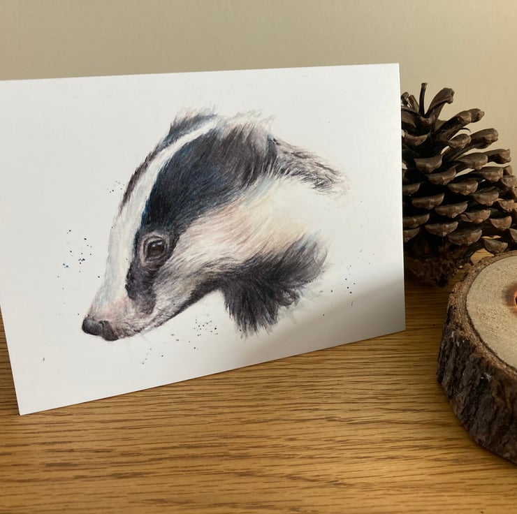 Handmade Wildlife Greetings Card - Badger Handmade Wildlife Greetings Card - Badger