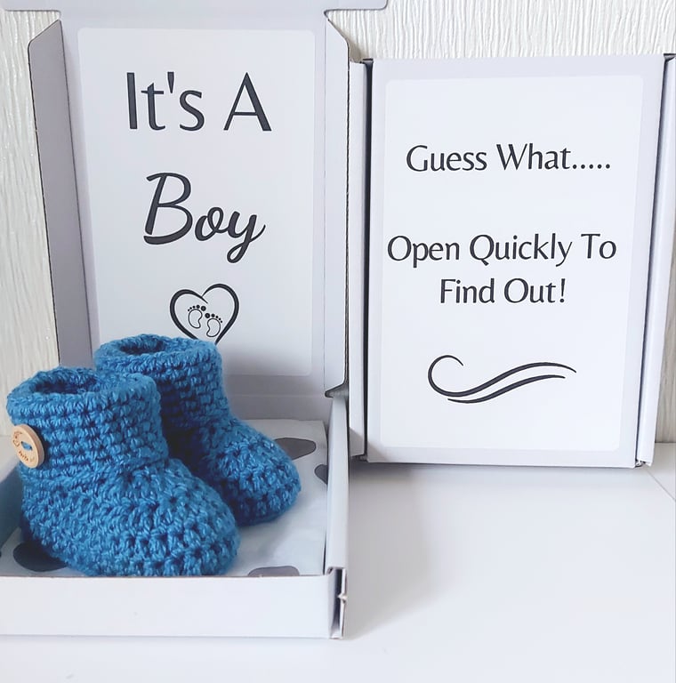 It’s a Boy Gender Reveal Gift – Newborn Crochet Booties