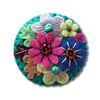 FB-094  - Japanese Art Inspired Handmade Mini Felt Brooch - Petrol Blue