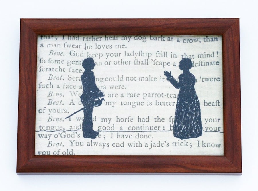 Classic Literature - Shakespeare's Much Ado About Nothing Framed Embroidery