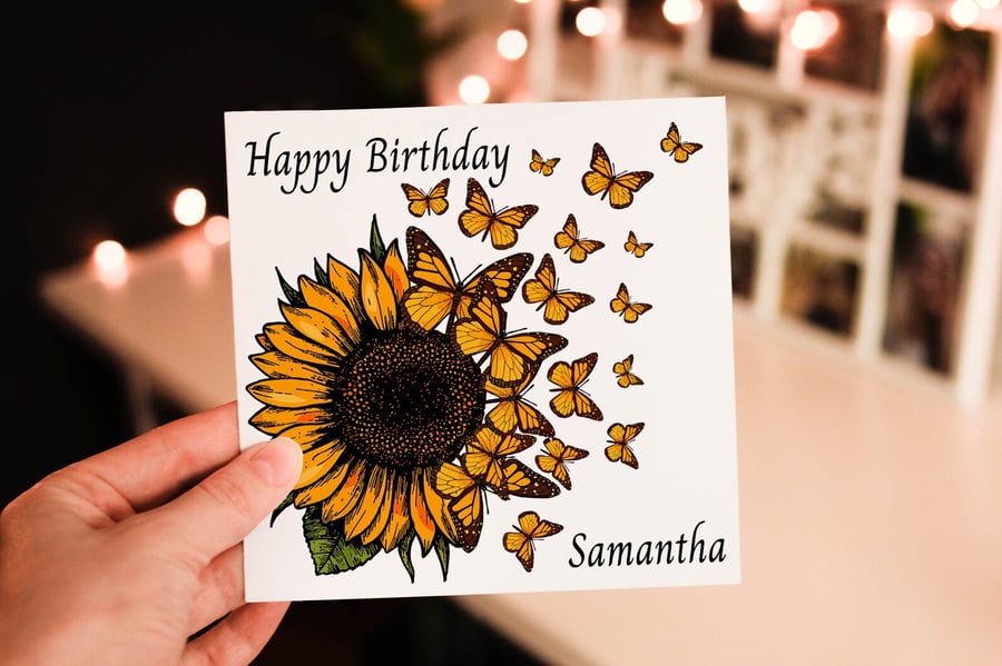 Butterfly Birthday Card, Friend Birthday Card, Card for Birthday, Custom Friend 