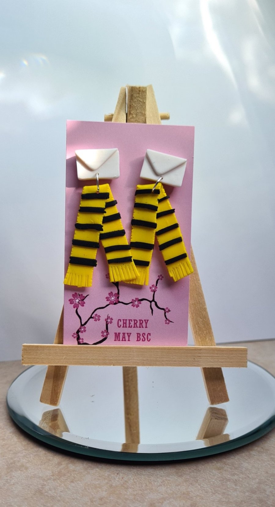 Scarf - Yellow Dangle earrings