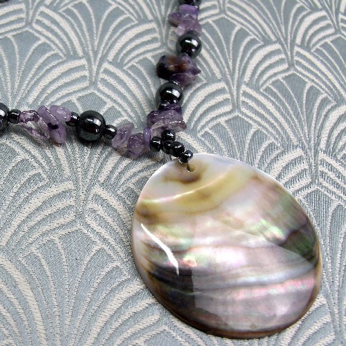 Handmade Amethyst Necklace, Purple Gemstone Necklace spsA48