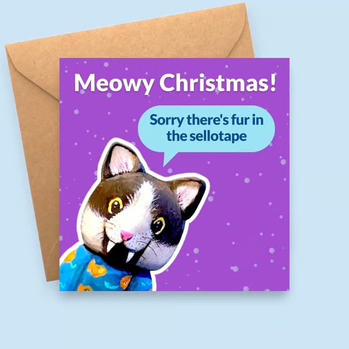 Meowy Christmas Funny Cat Holiday Card - Festive Greetings for Cat Owner