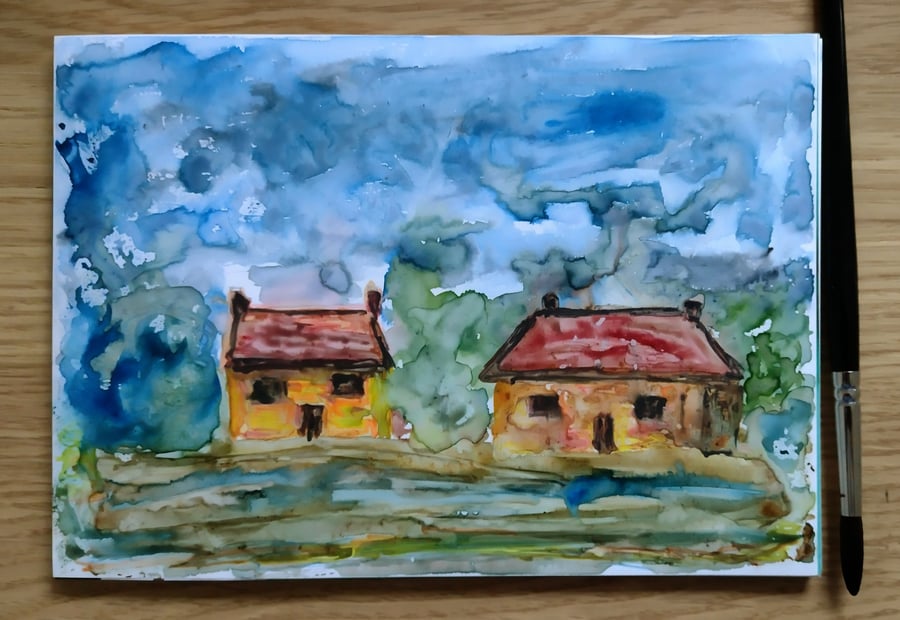 English cottages original painting