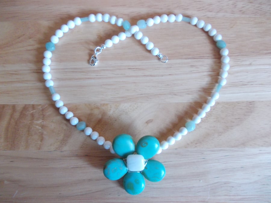 Gemstone flower necklace