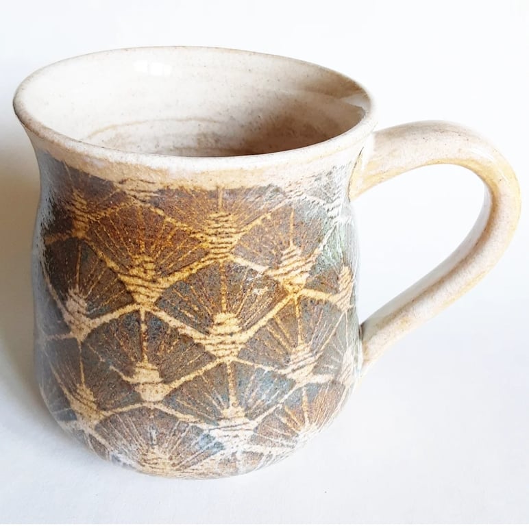 Large Patterned Mug - Hand Thrown Stoneware Ceramic Mug