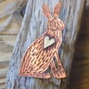 Copper and silver brown hare mixed metal brooch  (made to order) 