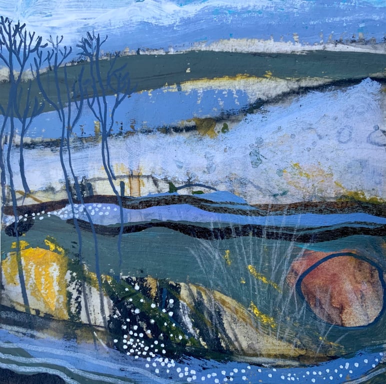 Late Winter Afternoon, original mixed media painting
