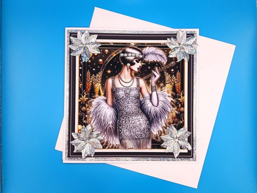 Art Deco Christmas Card, Wife, Mother, Sister, Daughter, Granddaughter 