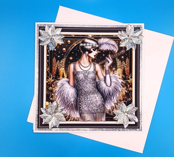 Art Deco Christmas Card, Wife, Mother, Sister, Daughter, Granddaughter 