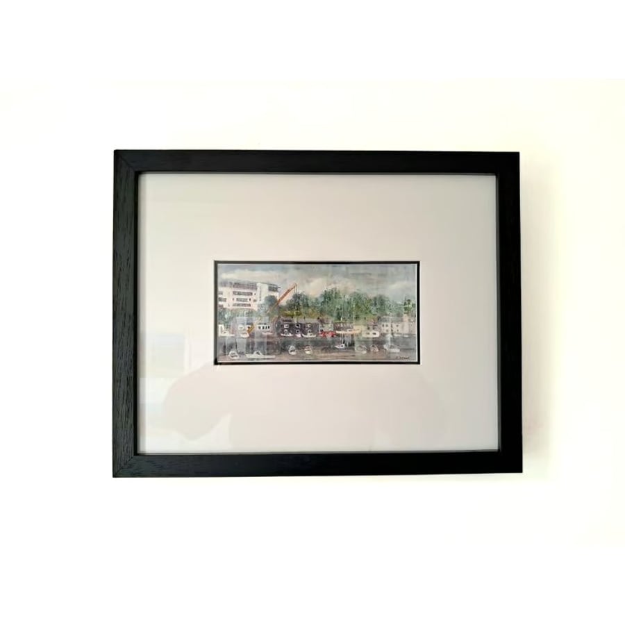 Framed Painting Richmond Walk Devonport Plymouth Mixed Media on Yupo paper 