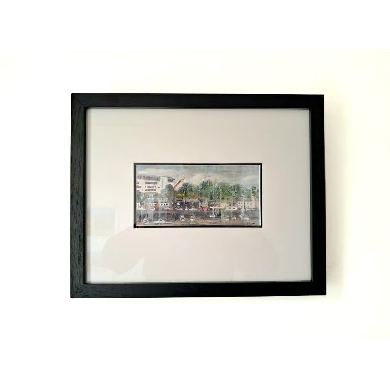 Framed Painting Richmond Walk Devonport Plymouth Mixed Media on Yupo paper 