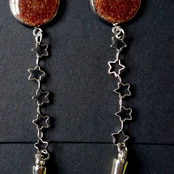 Long gothic star spike dangly earrings emo alternative 