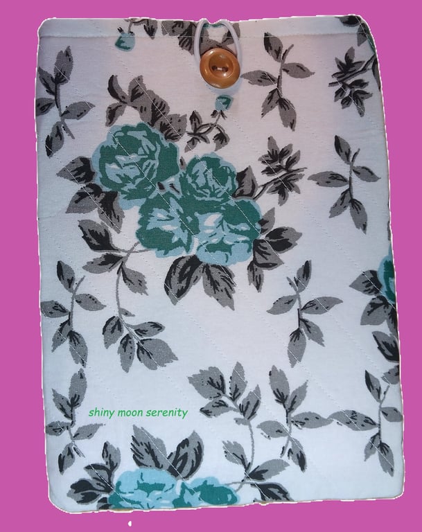 Teal Roses on a white background, Book-Tablet Sleeve