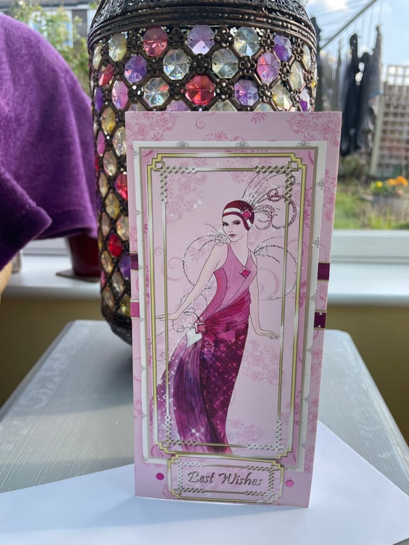 Art Deco elegant lady birthday and best wishes card