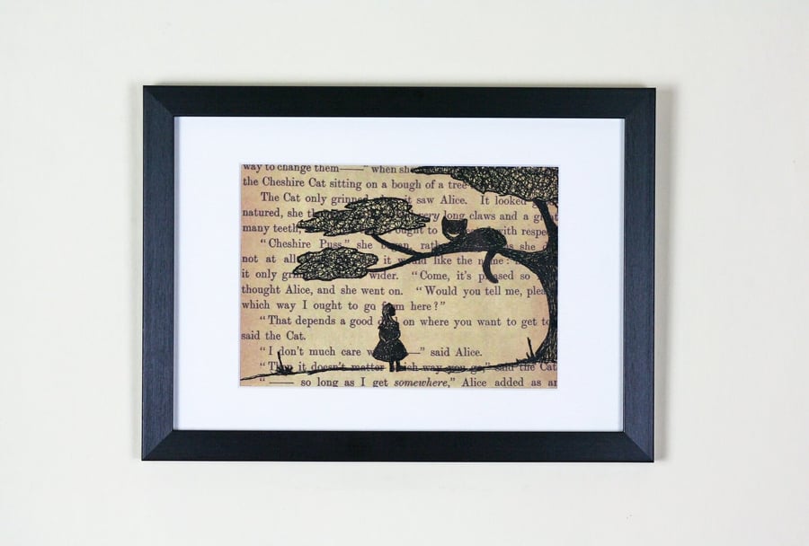Classic Literature - Alice in Wonderland Cheshire Cat Framed Large Embroidery