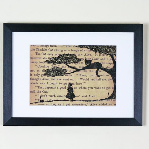 Classic Literature - Alice in Wonderland Cheshire Cat Framed Large Embroidery