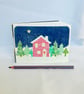Hand Crafted A6 Sketchbook or Journal with Hand-printed Winter Cabin Design. - Image 5