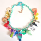 Upcycled Colourful Kitsch Necklace of Found Objects and Vintage Toys
