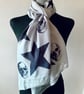 Skulls and Stars Scarf Gothic Punk Fashion Accessory. Grey. Lightweight
