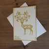 Intricate Die Cut Stag Christmas Card - gold