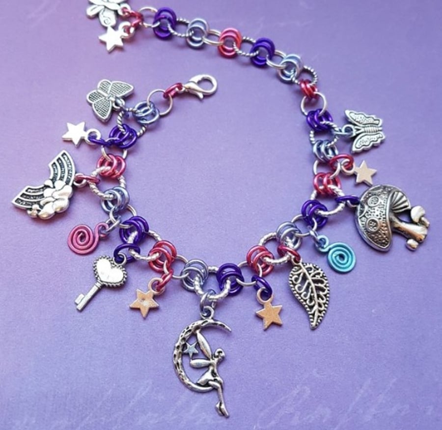Pink and purple fairy charm Bracelet.