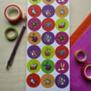 Sticker Sheet - round 35mm stickers - assorted random colourful designs
