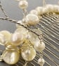 Decorative Ivory Cultured Pearl & Shell Pearl Flower Floral Hair Comb  - Image 7