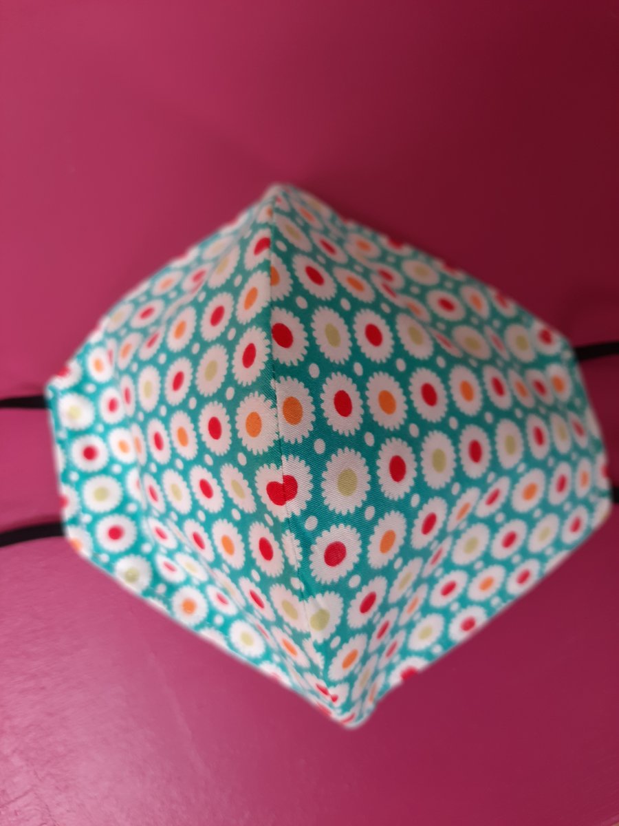 Bright Daisy Handmade Reusable Facemask, Blue