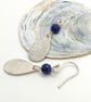 Lapis lazuli Drop earrings sterling silver sea ripples textured - Image 4