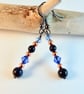 Blue Goldstone Earrings With Swarovski 'Sapphire' Crystals and Copper Beads. - Image 8