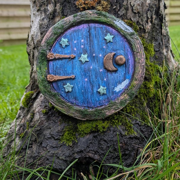 Handmade Starbound Fairy Door, Blue Fantasy Garden Decor