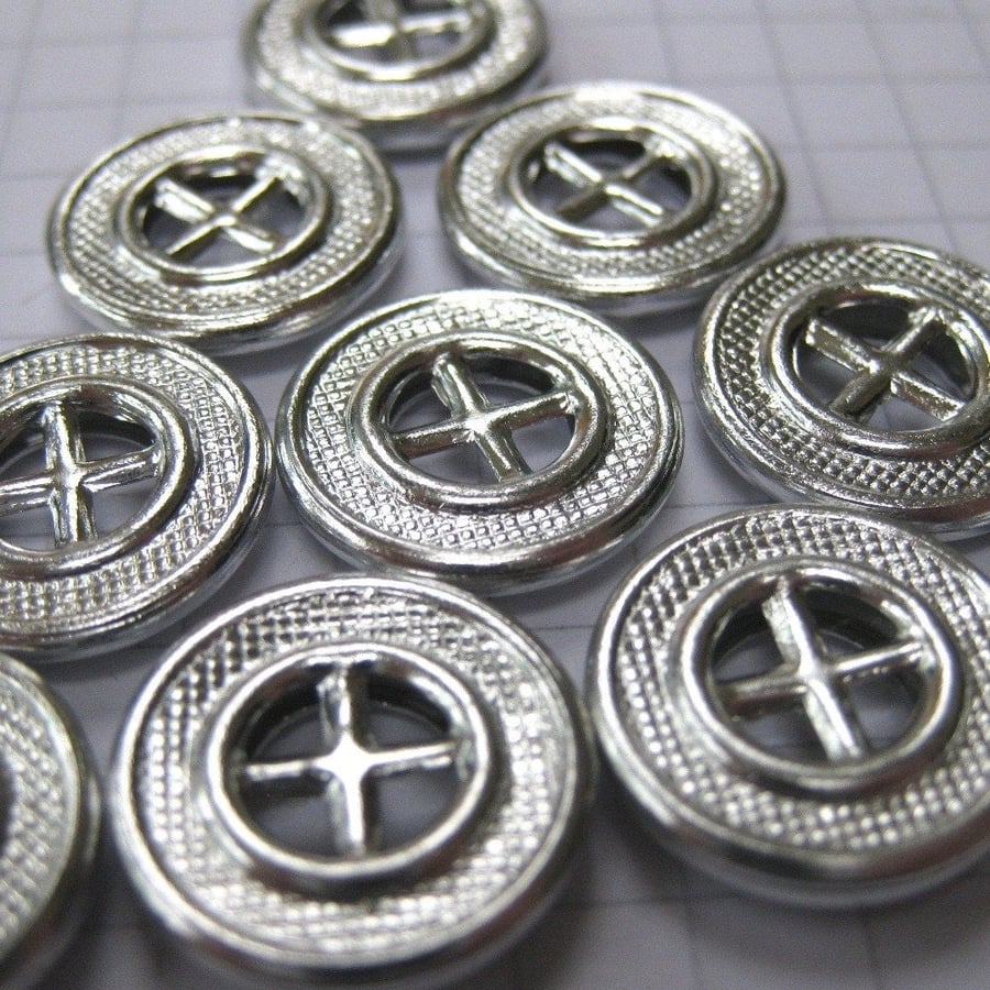 100 Small Silver Wheel Buttons