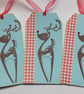 CHRISTMAS GIFT tags ( set of 3) .Winter . Deer. Retro .Kitsch.  - Image 3