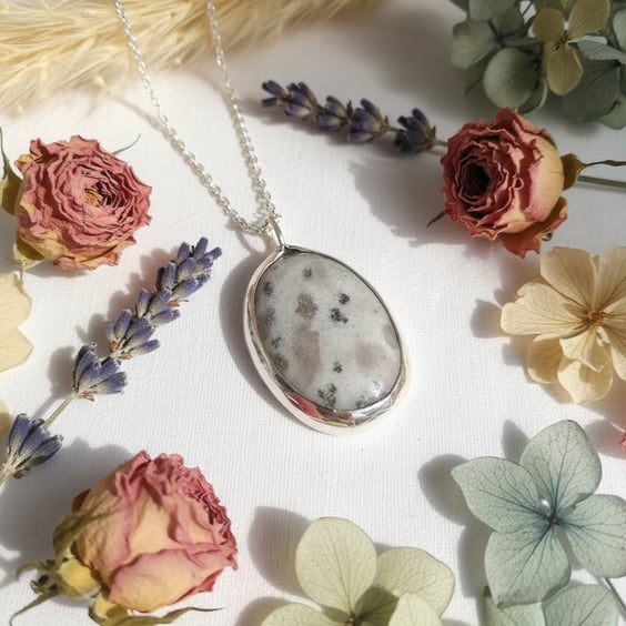 Kiwi Jasper & Sterling Silver Pendant 