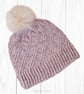 Crochet hat, beanie. Oatmeal, brown marl ladies swirl pom pom hat. Ladies hat. - Image 8