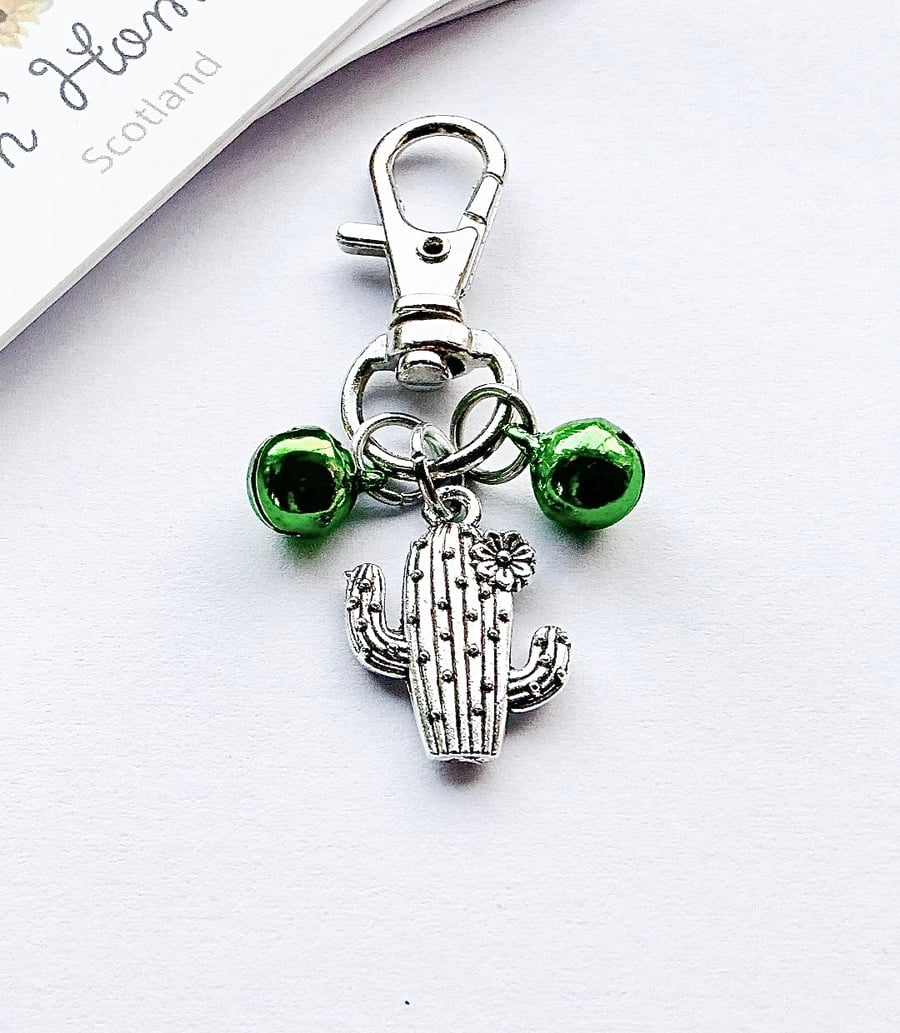 Small Cactus Bag Charm. Bag Charm. Bag Charms. Metal Bag Charms. Cactus. Bells.