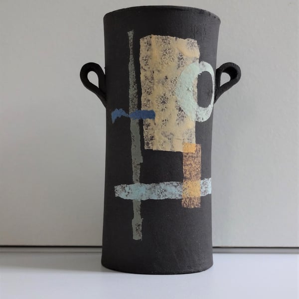 Babette black stoneware ceramic vase