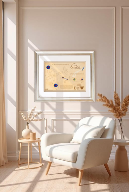 Supermarine Spitfire WW2 Line Drawing - Art Print A3