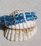 Blue Silver-Foil and Aquamarine Gemstone Crystal Beaded Bracelet - Image 2
