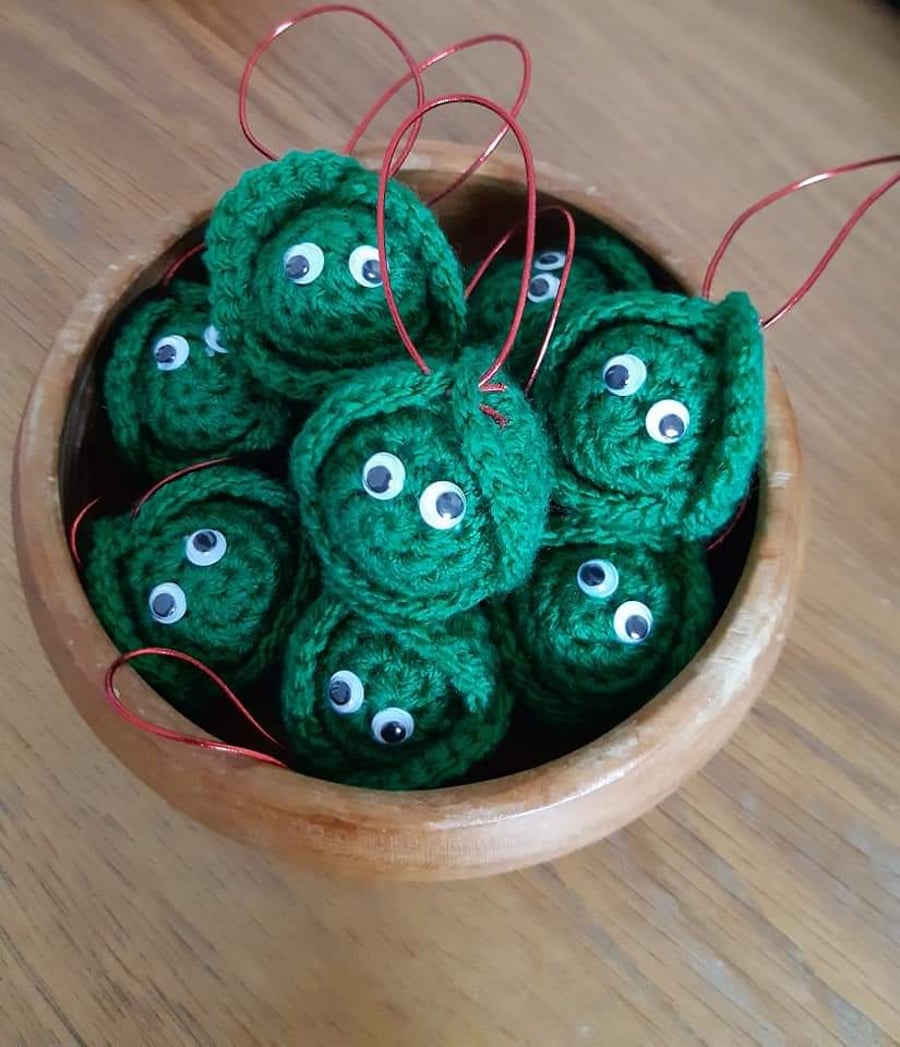 Multi buy, 3x cute brussel sprout Christmas tree decoration baubles